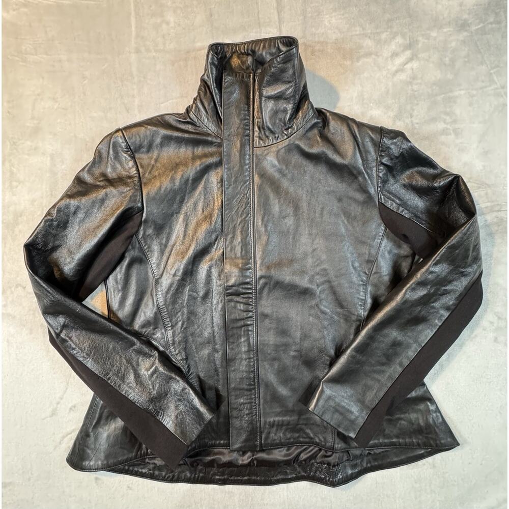 Skin Hub Soft Lambskin Moto Jacket XL Black Asymmetrical Zip Minimalist ChicEdgy